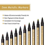 Metallic Markers, Morfone 20 Color Paint Marker Pens for Card Making, Rock Painting, Coloring, Scrapbooking, Ceramic, Glass, Wood, Metal, School Project, Art, Craft (Medium tip 2mm)