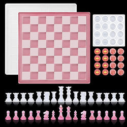 3D Chess Silicone Resin Mold-16 Pieces Silicone Chess molds,Checkers Board Crystal Epoxy Resin kit for DIY Resin Mold Crafts Making,Classic Checkers Silicone molds for epoxy Resin,Family Party Game
