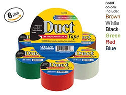 Bazic 1.88" X 10 Yard Solid Colors Duct Tape, Assorted Colors, Pack of 6