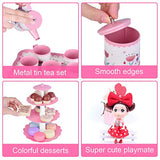 vivianan Little Girls Tea Party Set - 38 Princess Tea Party Toys Including Teapot Tray, Dessert Tower, Cookie Cake & Super Cute Dolls, Girl Gifts for 3 4 5 6 Years Old