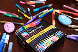 35 Premium Acrylic Paint Pens, Double Pack of Both Extra Fine and Medium Tip, for Rock Painting, Mug, Ceramic, Glass, and Fabric Painting, Water Based Non-Toxic and No Odor