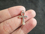 10 Ankh Egyptian Cross Charms Pendants Antique Silver (NS137)