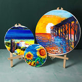 6 Pieces Pre Stretched Canvas Round Canvas Boards for Painting Canvas Panel Boards 6-12 Inch Art Stretched Canvas, Acrylic Pouring, Acid-Free Blank Cotton Canvas Panels for Hobby Painters Beginners