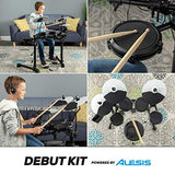 Alesis Drums Debut Kit – Kids Drum Set With 4 Quiet Mesh Electric Drum Pads, 120 Sounds, Drum Stool, Drum Sticks, Headphones and 60 Melodics Lessons