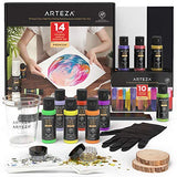 Arteza Acrylic Pouring Paint Set Includes 14 Pouring Acrylic Colors with Iridescent Acrylic Paint Set of 10 Chameleon Colors, Painting Art Supplies for Artist, Hobby Painters & Beginners