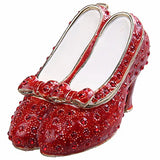 Minihouse Shoes Treasure Trinket Box Hinged Hand-Painted Enameled Ruby Slipper Figurine Tabletop Ornament Collectible Jewelry Box Ring Holder,Unique for Home Decor