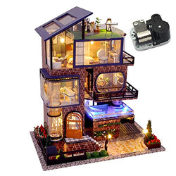 ZQWE 3D Wooden Large Villa Building Puzzle with Swimming Pool and Garage Modern Elevator 4-Story Villa Model Hand-Assembled Dollhouse Kit Christmas Gifts (with Music Movement)