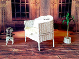 1/4 scale couch, white wicker Minifee MSD sofa. Lenas mini land traditional garden pouf furniture.