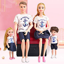 UCanaan Fashion Doll Family Dolls Set of 4 People with Dad ,Mom and 11 Accessories for Education and Birthday Children's Day Gift