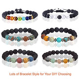 Paxcoo 500pcs Lava Beads Stone Rock with Chakra Beads and Spacer Beads for Essential Oil and