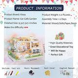 Kisoy Dollhouse Miniature with Furniture Kit, Handmade DIY House Model for Teens Adult Gift (Cat Cafe Garden)