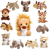 12 Pieces Mini Stuffed Forest Animals Jungle Animal Plush Toys in 4.8 Inch Cute Plush Elephant Lion Giraffe Tiger Plush for Animal Themed Parties Teacher Student Achievement Award (Sitting, Lying)