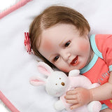 iCradle 22 Inch 55cm Lovely Smiling Handmade Soft Silicone Reborn Doll Baby Girl Realistic Looking Newborn Dolls Toddler Toy Vinyl Babies for Kid Xmas Gift