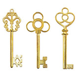 Salome Idea Mixed Set of 30 Large Skeleton Keys in Antique Silver - Set of 30 Keys (Antique Gold