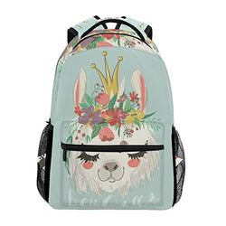 senya Cute Llama Flower Fantasy Backpack School Bag Travel Daypack