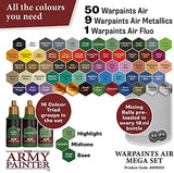 The Army Painter - Warpaints Airbrush Mega Paint Set & Airbrush Paint Thinner Bundle - Non-Toxic Water Based Acrylic Airbrush Paint Set, Flow Improver and Airbrush Medium for Miniature Wargaming