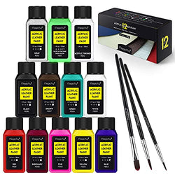 Magicfly 11 Colors Acrylic Leather Paint Set(30ml/1 fl oz.) with 1 Acrylic Finisher and 3 Brushes for Shoes, Sneakers, Sofa, Jacket, Bag, Wallet, Car Seat, Leather Paint for Repair, DIY, Painting
