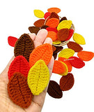 NAVA CHIANGMAI Handmade Crocheted Flowers Leaves Artificial Decorative Embellishment Scrapbook Craft Card DIY Cotton Yarn Appliqu Scrapbooking Wedding Doll House Supplies Card. (Autumn Leaves)