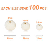 300 Pieces Wood Beads Round Wooden Balls Unfinished Wood Spacer Beads Natural Wooden Loose Beads for Crafts DIY Jewelry Making