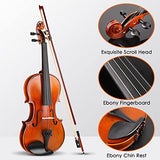 Vangoa 3/4 Violin Set for Beginners, Kids - Solid Wood Acoustic Violin Beginner Fiddle with Starter Kits, Manual
