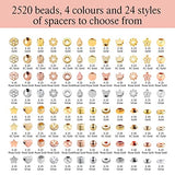 2520 PCS Gold Spacer Beads for Jewelry Making Kit, Spacer Beads for Bracelets Making (Gold, Sliver, Rose Gold, KC Gold)