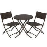 Best Choice Products 3-Piece Outdoor Patio Folding Rattan Hand Woven Bistro Set Furniture w/Table, 2 Chairs - Brown