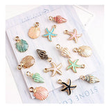 Stock Show 15Pcs/lot Coloful Nautical Ocean Starfish Shell Conch Pendant Alloy Enamel Charm DIY