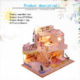 WYD Modern Double-Layer Loft Building Model Wooden Miniature Dollhouse Kit DIY Assembled Toys LED Light Gift (Meet a Little Time)