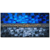 Winpeak Art Handmade Blue Abstract Artwork Textured Modern Oil Painting on Canvas