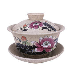 Gaiwan Tea Cup, Traditional Teacup,Ceramic Tea Bowl Cup (Lotus-C)