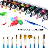 Acrylic Paint Set, Brushes Vivid Paint Set Include 3 Brushes, 24 Rich Pigment Colors for Canvas,Wood,Ceramic. Non Toxic & Vibrant Colors Paint from Kids through Adults-Beginner and Professional Artist