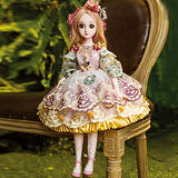 BJD 1/3 Ball Joint Doll Female 23.6 Inch Simulation Dressup Doll Princess + Dress + Wig + Shoes, 12 Joints of Articulation HMYH