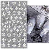 JMEOWIO 10 Sheets White Flower Star Nail Art Stickers Decals Self-Adhesive Pegatinas Uñas Spring Floral Nail Supplies Nail Art Design Decoration Accessories