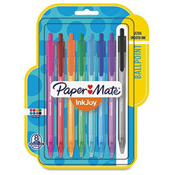 Papermate Ballpoint Pens, Retractable, Med Pt, 100RT, 8/PK, Ast 1945935