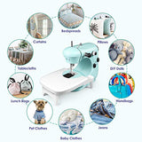 Sewing Machine, Portable Multifunctional Electric Sewing Machines for Beginners, Adjustable 2-Speed Double Thread Sewing Machine with Extension table, Foot Pedal, Night Lights for Home Travel