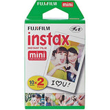 Fujifilm 16767155 Instax Mini Link 2 Smartphone Printer, Clay White Bundle with Fujifilm Instax Mini Twin Pack Picture Format Instant Film (20 Shots), Deco Gear Hard EVA Case and Microfiber Cloth