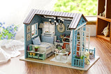 DIY Miniature Dollhouse Kit with Furniture Handmade Dolls House Miniature Kit Plus Music Movement and LED Lights,1:24 Scale Creative Room Idea ( Happy time)