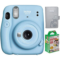 Fujifilm 16654762 Instax Mini 11 Instant Film Camera, Sky Blue Bundle with Fujifilm Instax Mini Series 108 Photo Wallet Album and Instax Mini Twin Pack Picture Format Instant Daylight Film 20 Shots