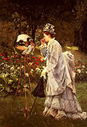 Odsan Gallery The Glass Sphere - By Alfred Stevens - Canvas Prints 24" by 35" Unframed