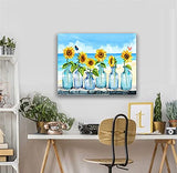 Sunflower Diamond Painting Kits for Adults - 5D Diamond Art Kits for Adults Kids Beginner, DIY Full Drill Diamond Dots Paintings with Diamonds Mason Jar Gem Art and Crafts for Adults 11.8x15.7inch