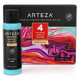Arteza Acrylic Pouring Paint Set, 4 oz Bottles, Set of 4 Orchid Tones, High-Flow Acrylic Paint, No Mixing Needed, Paint for Pouring on: Canvas, Glass, Paper, Wood, Tile, and Stones