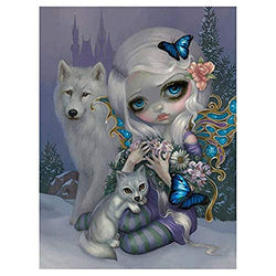Diamond Painting Kit for Adult, 5D DIY Full Drill Diamond Painting Sets, Arts Craft for Home Decor, Wolf and Cartoon Girl 11.8x15.7 in 1 Pack by Lighting S Direct