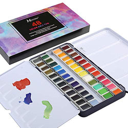 MEEDEN Watercolor Paint, 48 Watercolor Travel Pan Sets with Watercolor Tin Palette, Non-Toxic Students Grade