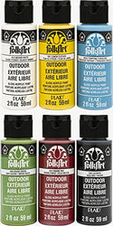 FolkArt Basics Outdoor Set, Set of 6 2 fl oz / 59 ml Brilliant Gloss Acrylic Paints for Easy to Apply DIY Crafts, Art Supplies with A Glossy Finish, 7537, 6 Piece
