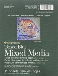 400 Series Toned Blue Mixed Media Pad, 6"x8" Glue Bound, 15 Sheets per Pad