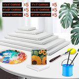 30 Pack Canvases for Painting with 4x4", 5x7", 8x10", 9x12", 11x14", 12x16", Painting Canvas for Oil & Acrylic Paint