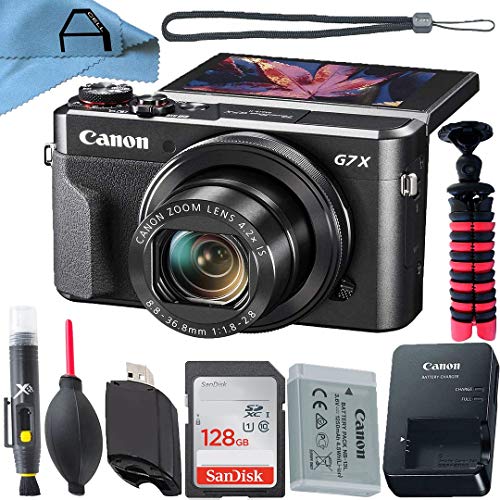 Canon PowerShot G7 X Mark II Digital Camera 20.1MP Sensor with SanDisk 128GB Memory Card + Tripod + A-Cell Accessory Bundle (Black)