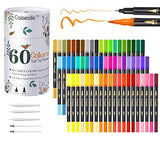 Dual Tip Brush Pens,60 Color Fineliners Art Markers Set,120 Nibs Fine and Brush Tip for Kids Adult Coloring Book Note taking Hand Bullet Journal Lettering Calligraphy Drawing Sketching