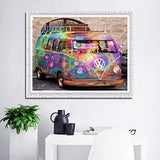 DLDZSWDIY 5D Diamond Painting Kits for Adults, Painting Cross Stitch Round Full Drill Crystal Rhinestone Embroidery Pictures Arts Crafts for Home Wall Decor(Volkswagen Motorhome, 12x16inch) (B)