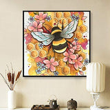 DIY 5D Diamond Painting by Number Kits,Full Crystal Rhinestone Diamond Embroidery Paintings Arts Wall Decor Bee Licking On Honey 11.8x11.8Inches
